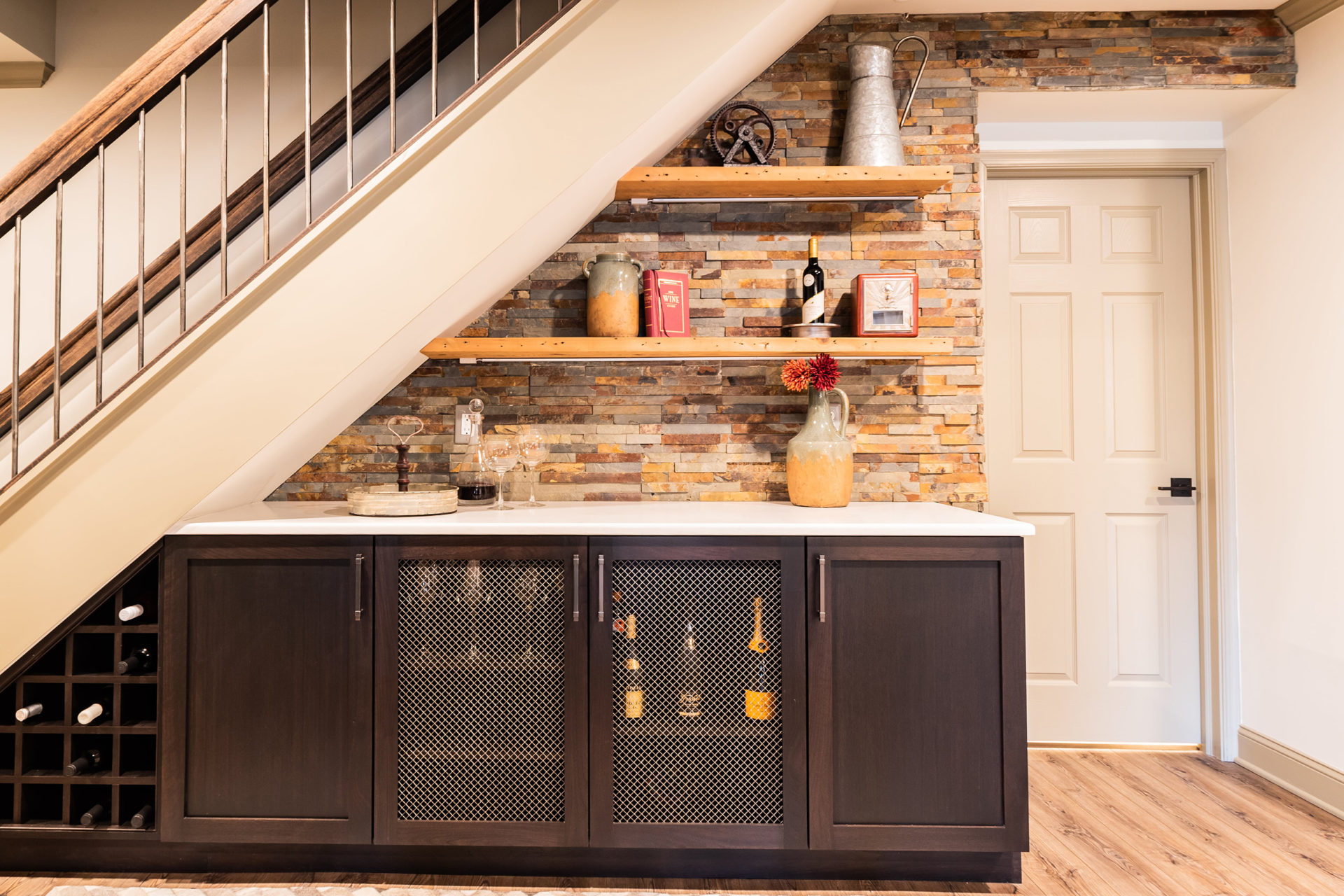 rustic chic basement renovation finished design