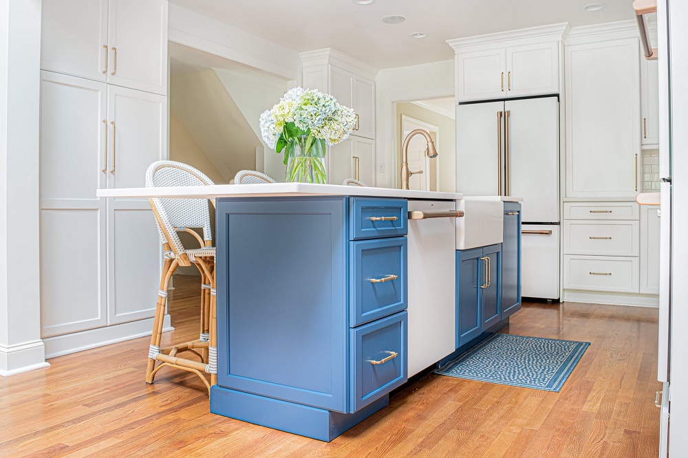 blue kitchen island builders